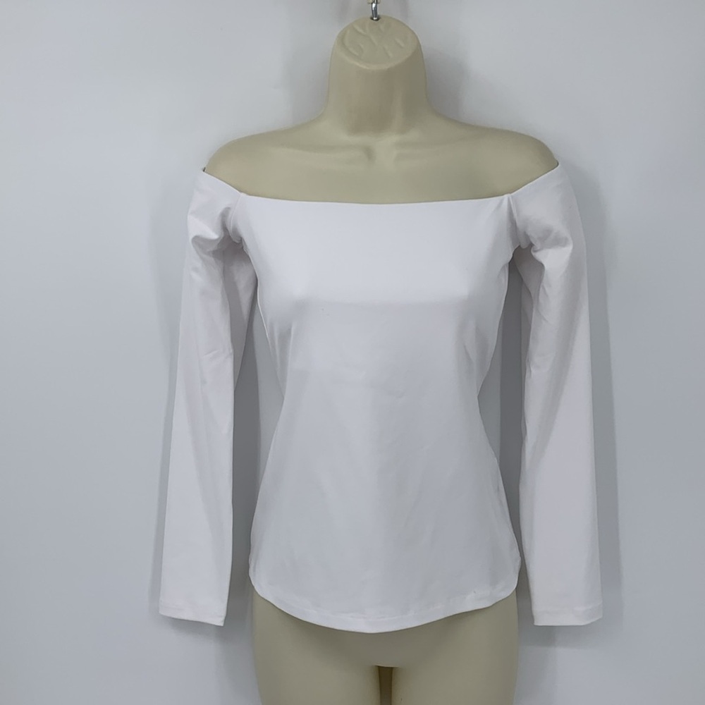 Susana Monaco off shoulder top shirt blouse jersey knit sugar white new Large